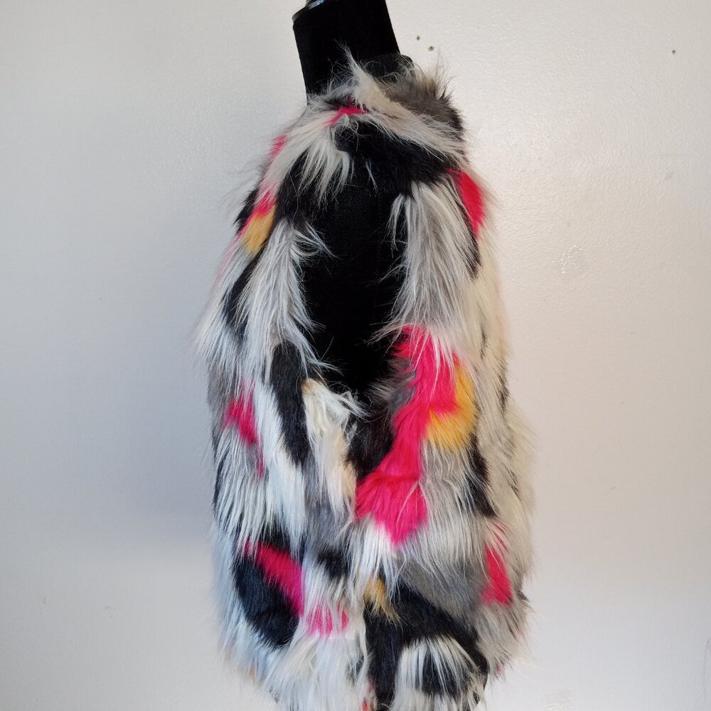 Thread & Supply Multicolor Faux Fur Vest - Pink, Yellow, Black, Gray, White - Picture 4 of 11